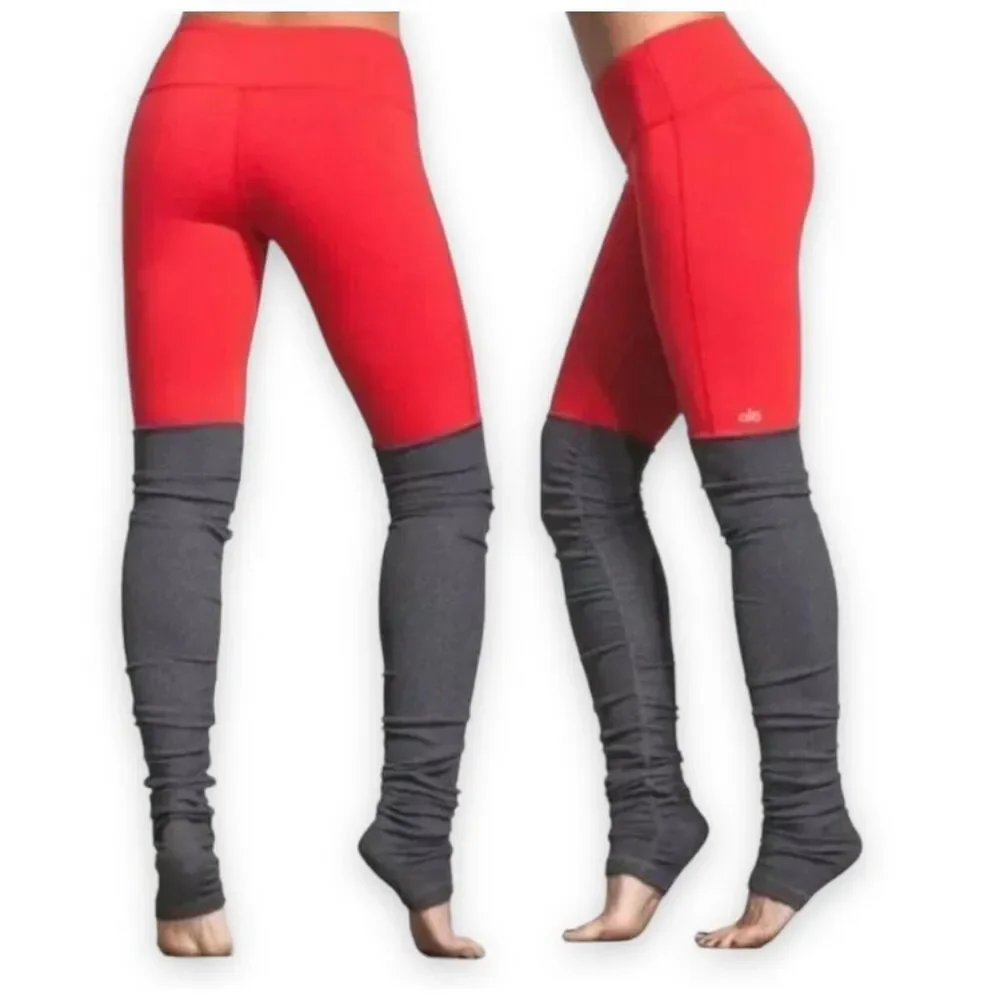 ALO Yoga GODDESS WOMENS XS # 87370 Coral‎ and grey (charcoal) Leggings Dance